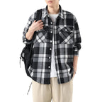 Brushed Plaid Long Sleeve Shirt Men