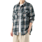 Brushed Plaid Long Sleeve Shirt Men