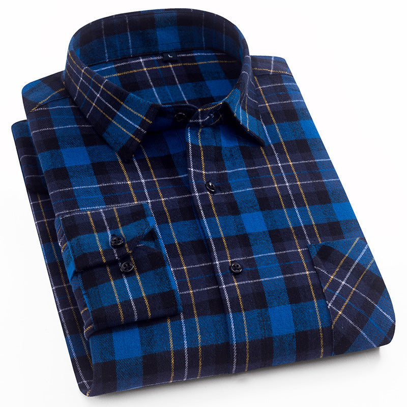 Cotton Brushed Plaid Shirt For Men