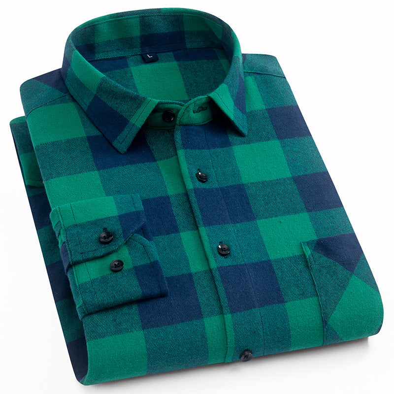 Cotton Brushed Plaid Shirt For Men