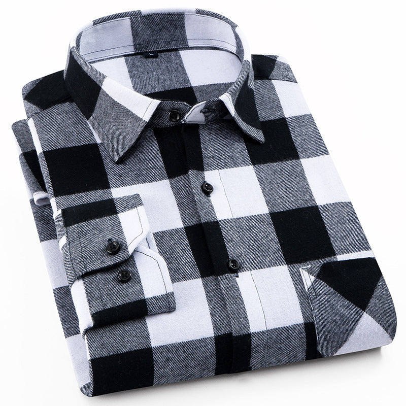 Cotton Brushed Plaid Shirt For Men