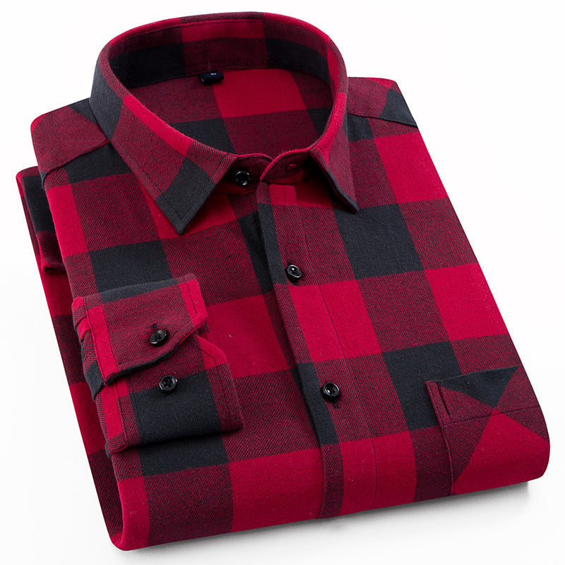 Cotton Brushed Plaid Shirt For Men