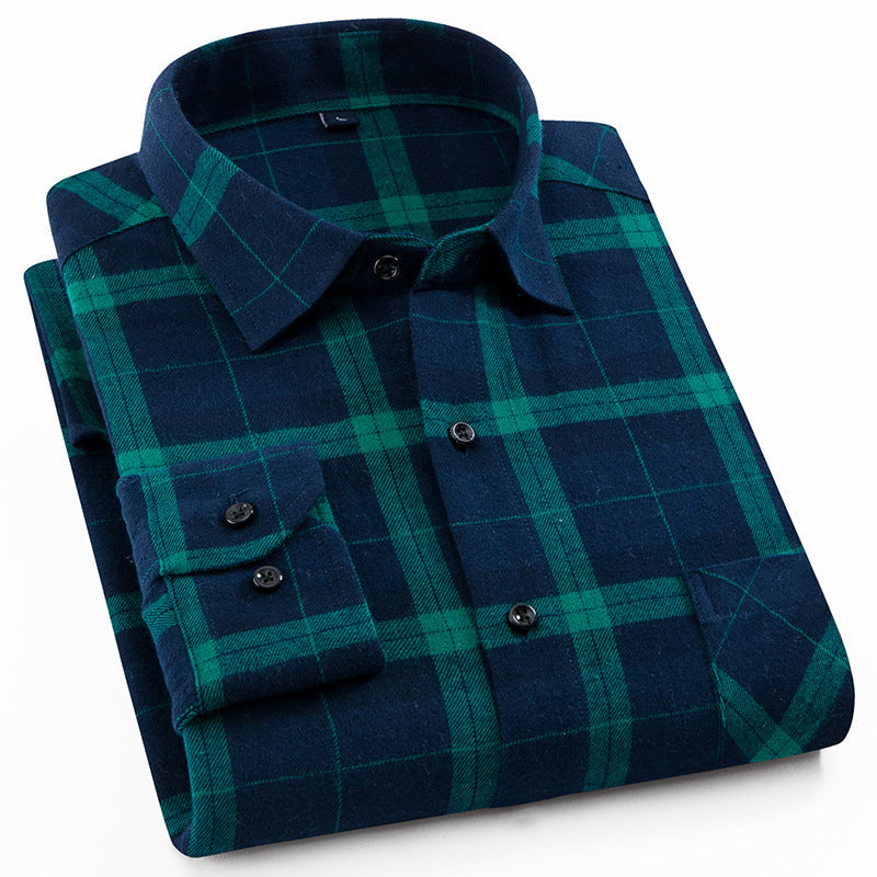 Cotton Brushed Plaid Shirt For Men