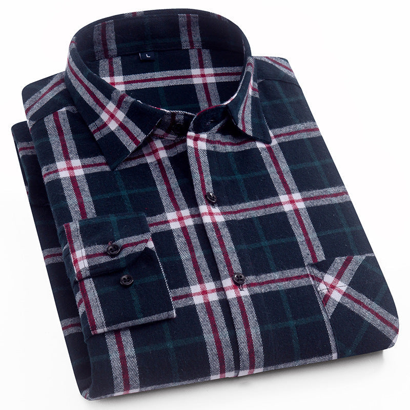 Cotton Brushed Plaid Shirt For Men