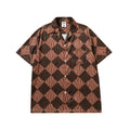 Diamond Short Sleeve Plaid Shirt Men