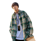 Early Autumn Long Sleeves Woolen Plaid Shirt For Men