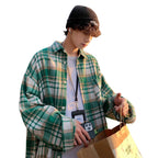 Early Autumn Long Sleeves Woolen Plaid Shirt For Men