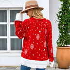 Elk Jacquard Sweater Women Loose Round Neck Pullover
