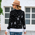 Elk Jacquard Sweater Women Loose Round Neck Pullover