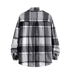 Fall Winter Slim Brushed Plaid Long Sleeve Flannel Shirt Men