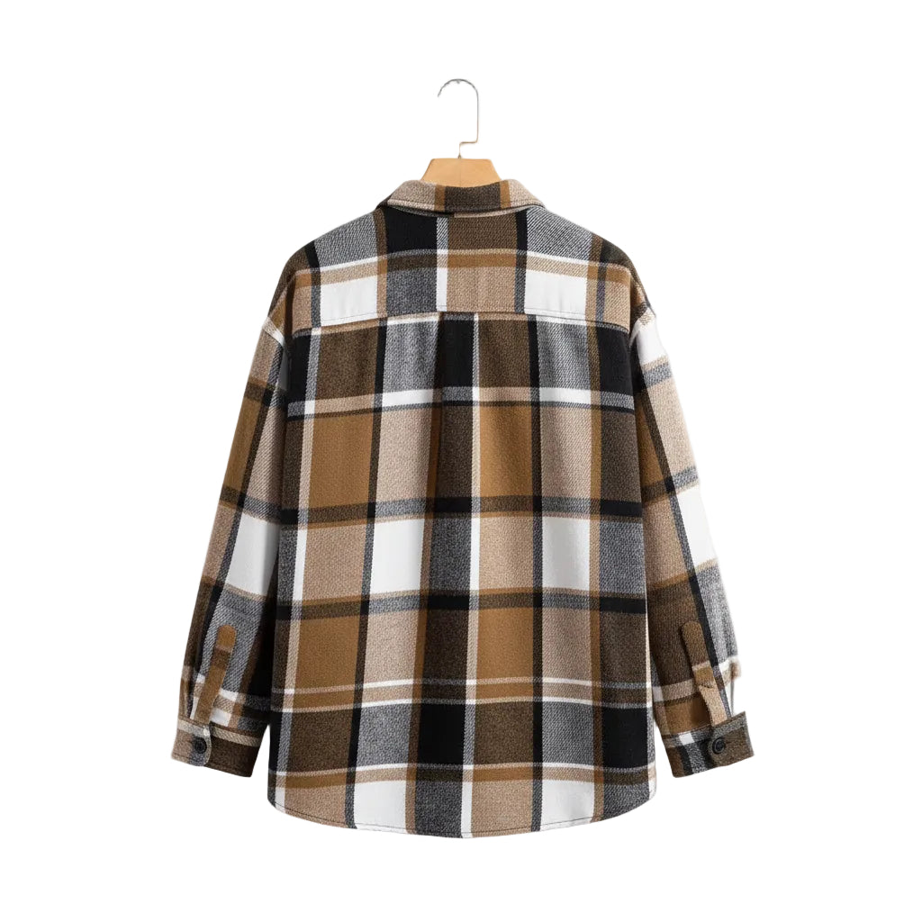 Fall Winter Slim Brushed Plaid Long Sleeve Flannel Shirt Men