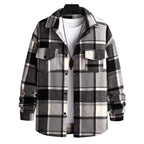 Fall Winter Slim Brushed Plaid Long Sleeve Flannel Shirt Men