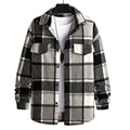 Fall Winter Slim Brushed Plaid Long Sleeve Flannel Shirt Men
