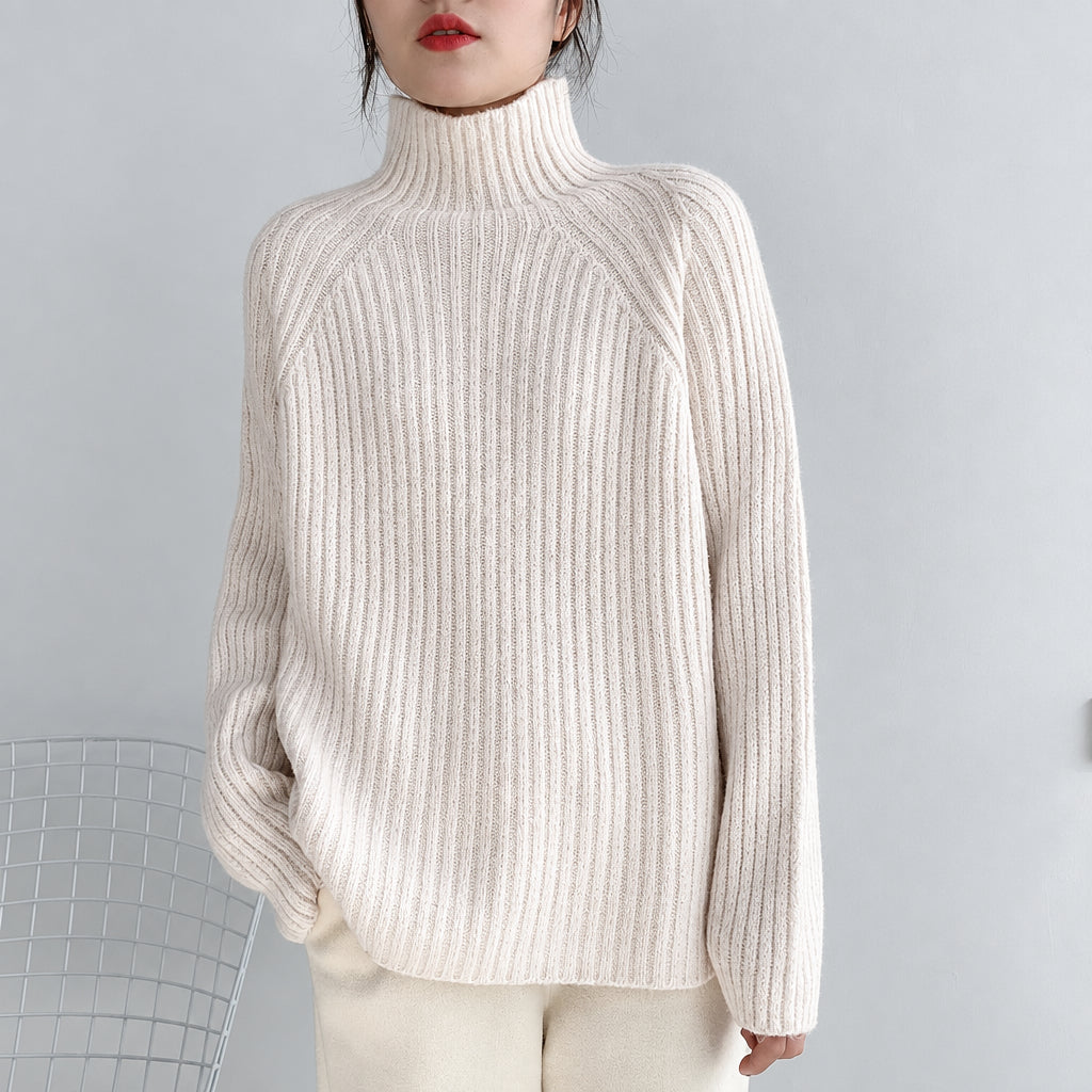Half Turtleneck Sweater Women Loose Padded Knit