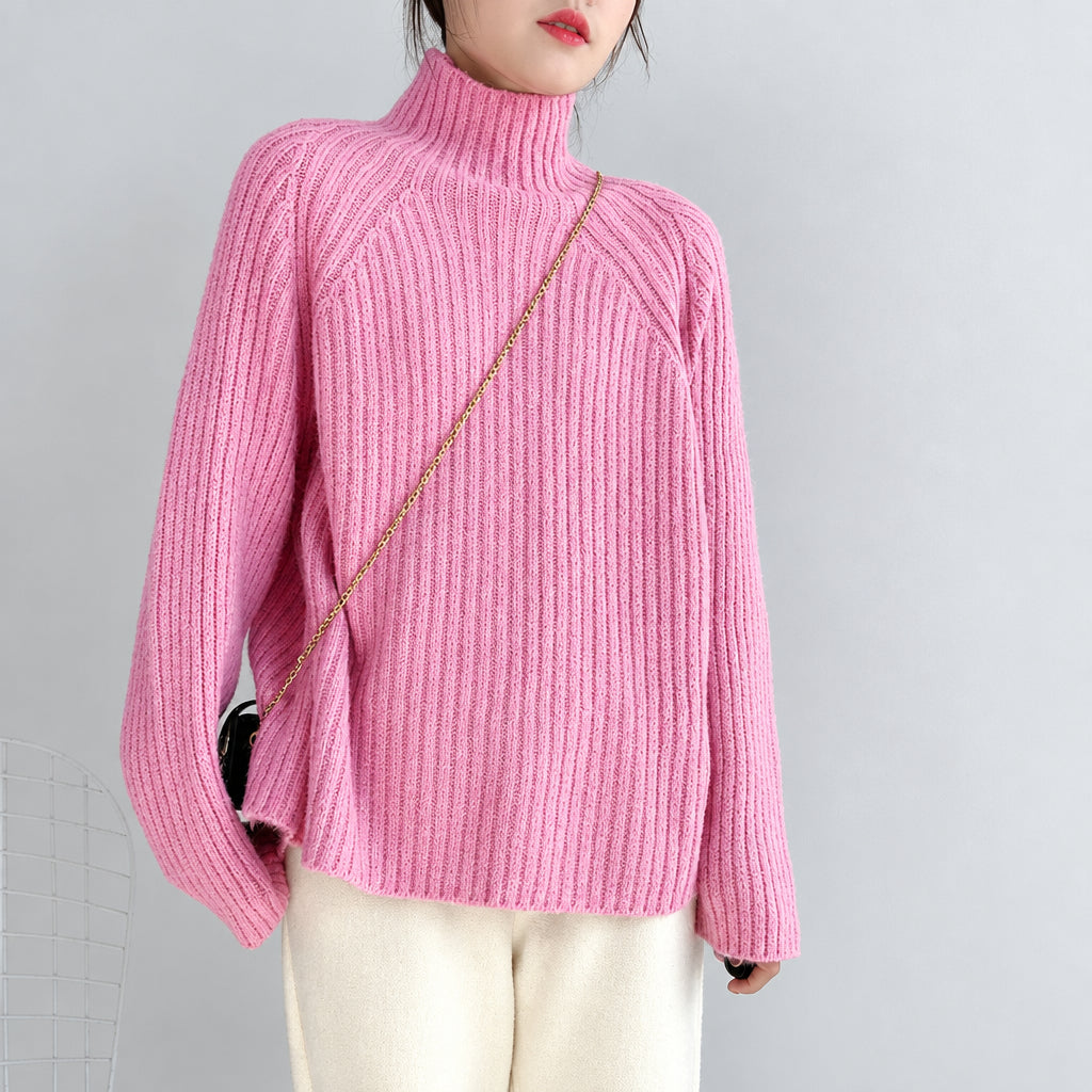 Half Turtleneck Sweater Women Loose Padded Knit