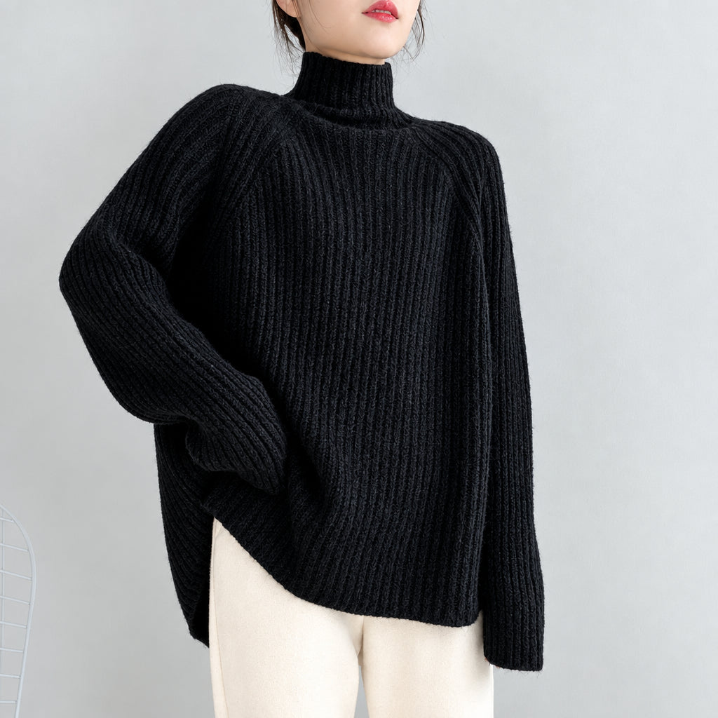 Half Turtleneck Sweater Women Loose Padded Knit
