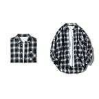 Japanese Style Plaid Long Sleeve Shirt Men Loose-fitting