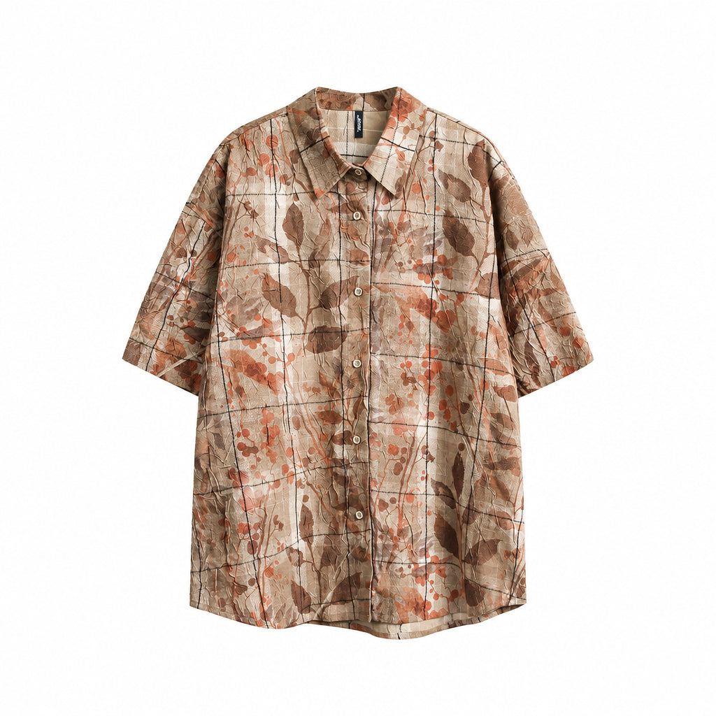 Leaves And Flowers Loose Shirt for Men