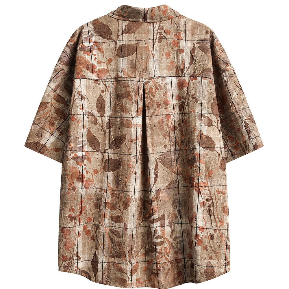 Leaves And Flowers Loose Shirt for Men
