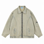 Loose Yellow Mud Color Denim Coat For Men