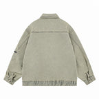 Loose Yellow Mud Color Denim Coat For Men