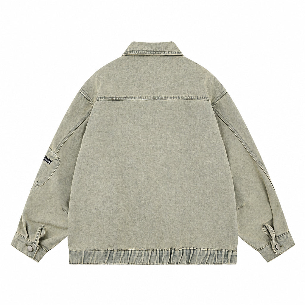 Loose Yellow Mud Color Denim Coat For Men