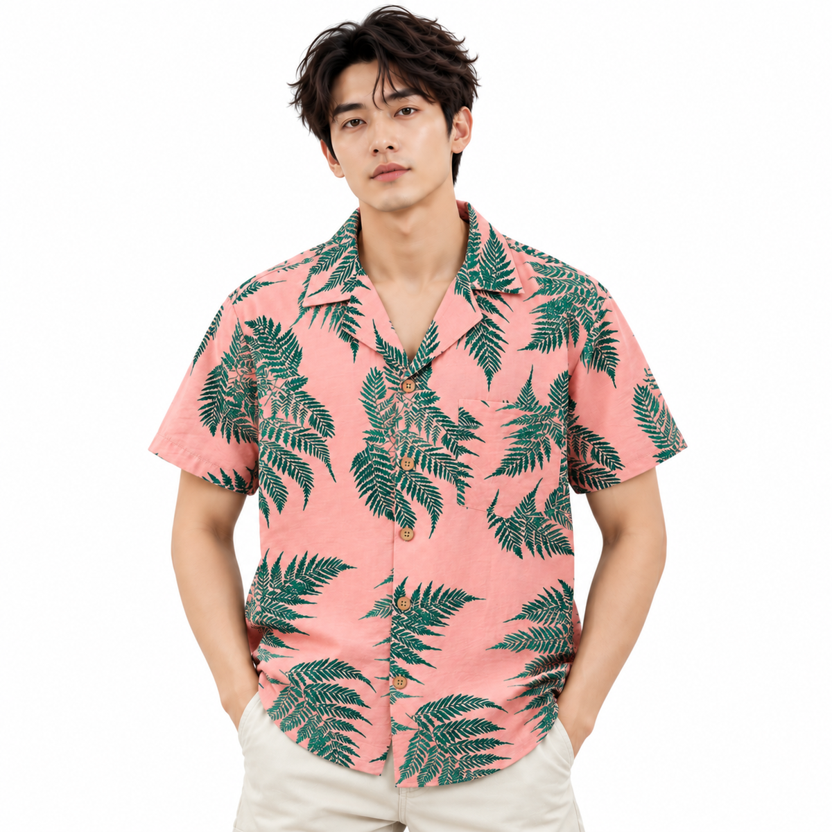 Men Shirts White Pattern Fashion Collar Business Novelty