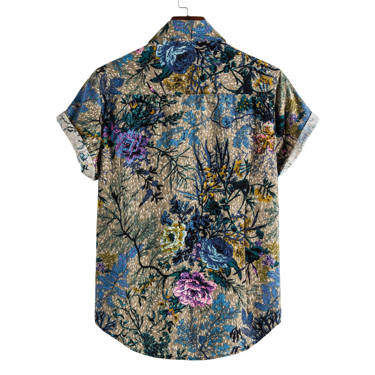 Printing Long Sleeve Shirt Men's Lapel Shirt Cotton Blend