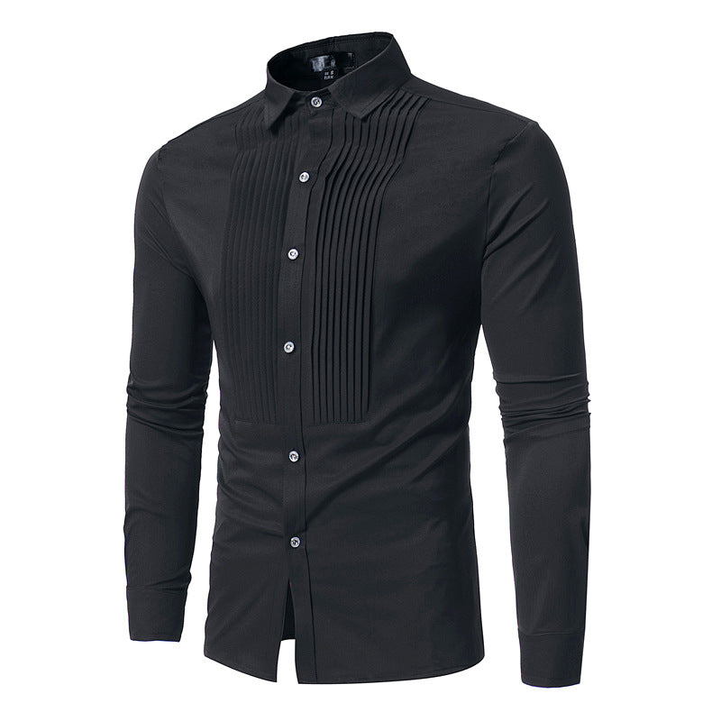 Royal Blue Wedding Tuxedo Shirt Men's Slim Fit Long Sleeve