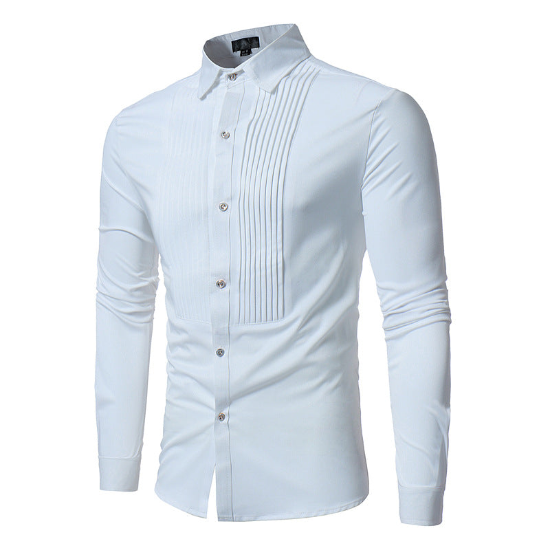 Royal Blue Wedding Tuxedo Shirt Men's Slim Fit Long Sleeve