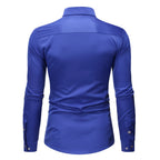 Royal Blue Wedding Tuxedo Shirt Men's Slim Fit Long Sleeve