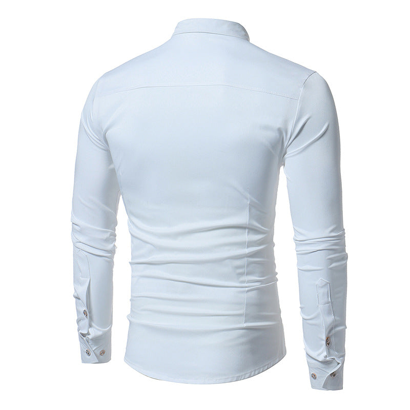 Royal Blue Wedding Tuxedo Shirt Men's Slim Fit Long Sleeve