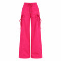 Straight Cargo Pants for Women Bow Drawstring Wide Leg