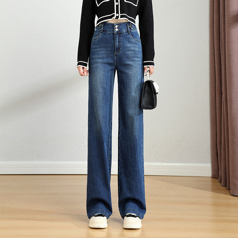Straight Jeans Stretch Slimming Women Wide Leg