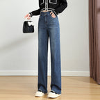 Straight Jeans Stretch Slimming Women Wide Leg