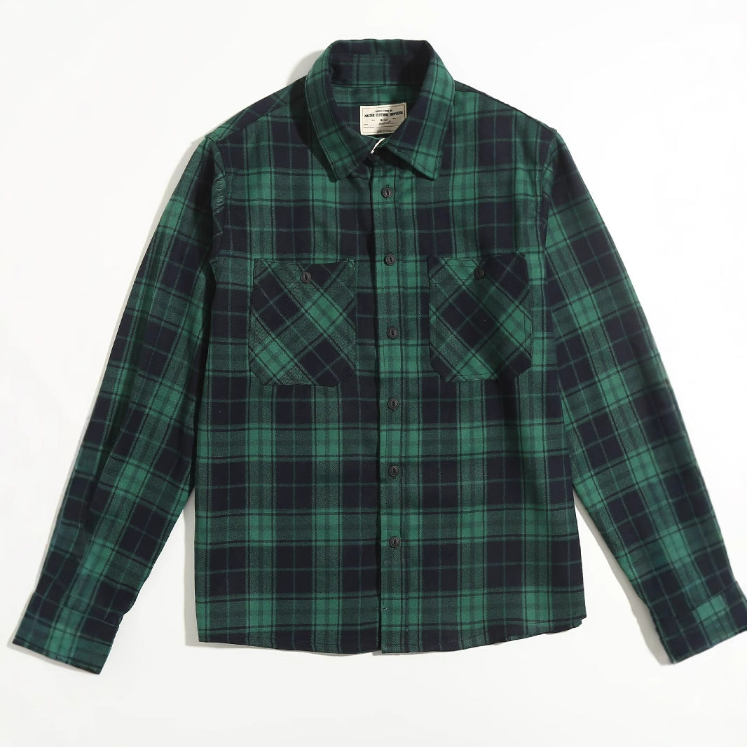 Thickened Double Pocket Overalls Long Sleeve Shirt Men