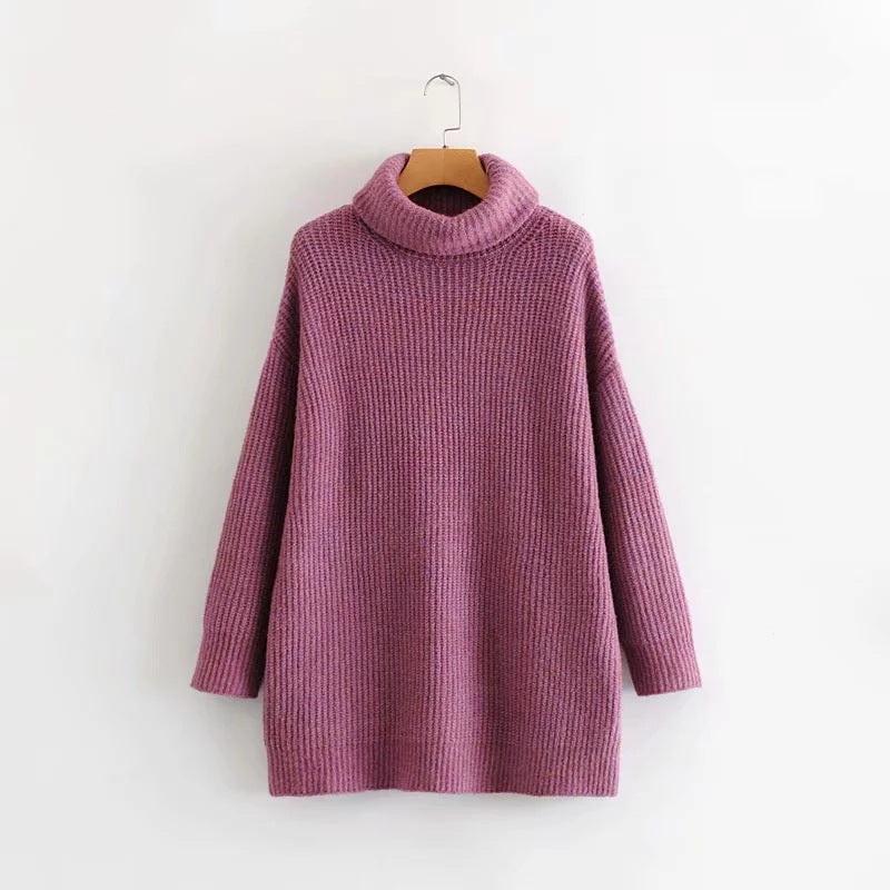 Turtleneck Sweater Women European Style Loose Knit