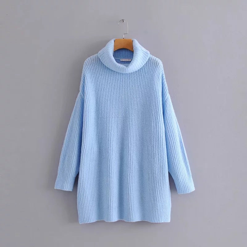 Turtleneck Sweater Women European Style Loose Knit