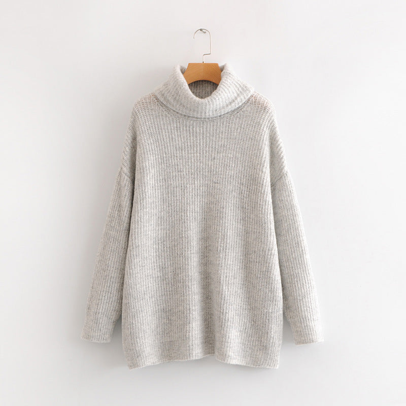 Turtleneck Sweater Women European Style Loose Knit