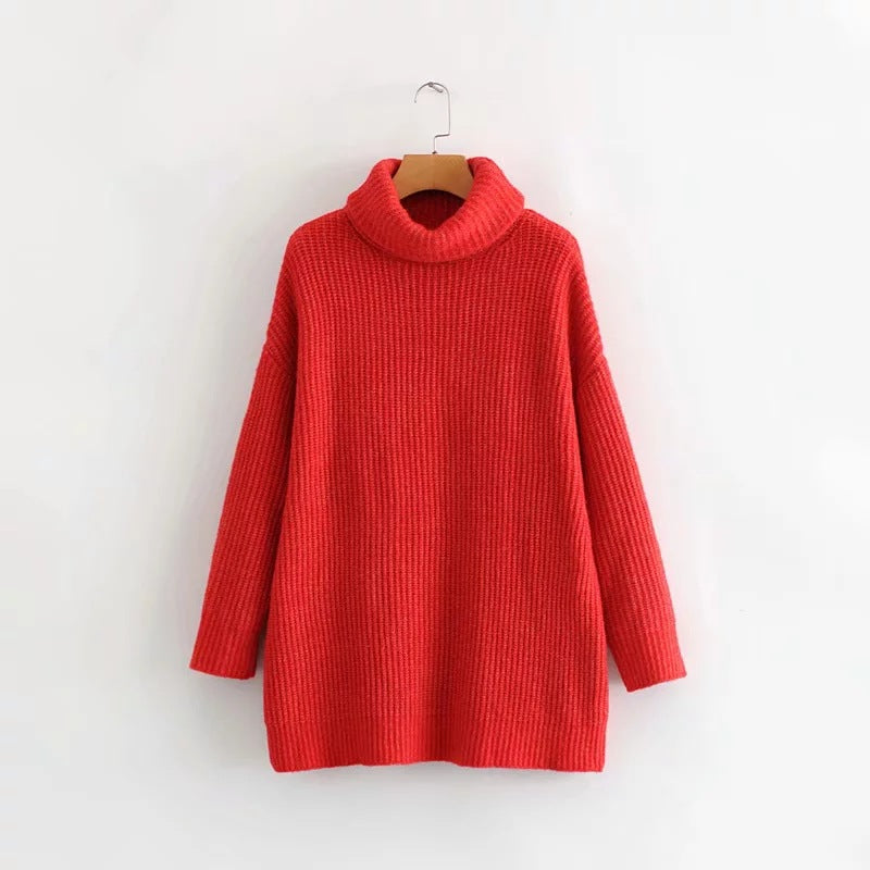 Turtleneck Sweater Women European Style Loose Knit