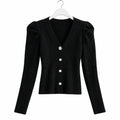V-Neck Sweater Women Slim Cardigan Knit